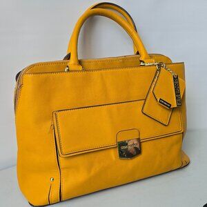 Steve Madden Mustard Satchel with Top Handle and Flap Closure